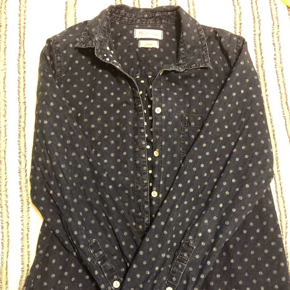 Madewell Denim Polka-dot Button-down